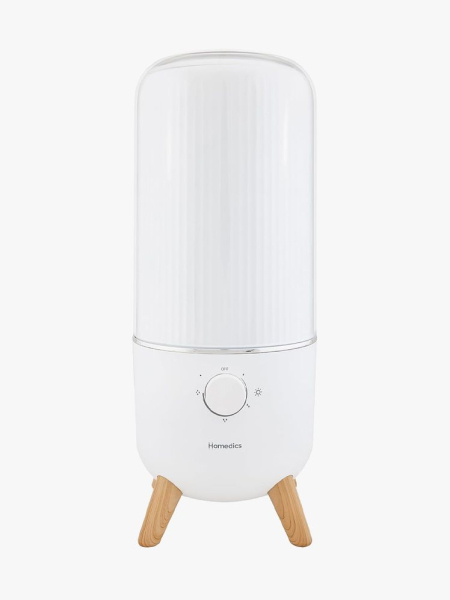 Homedics Ultrasonic Humidifier in branded component on a light gray background