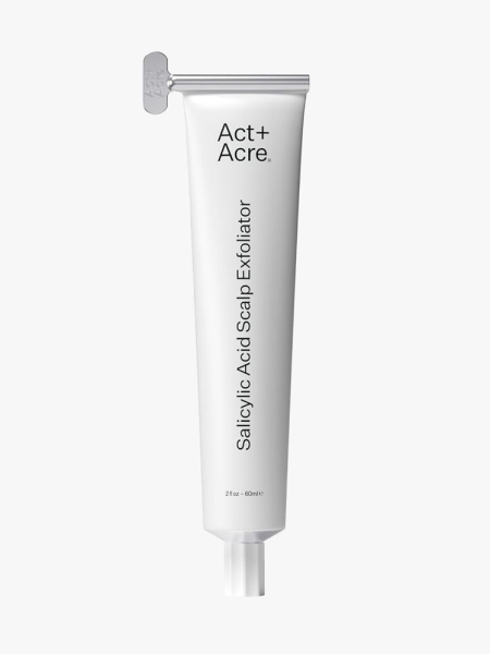 Act + Acre Salicylic Acid Scalp Exfoliator in branded tube component on a light gray background